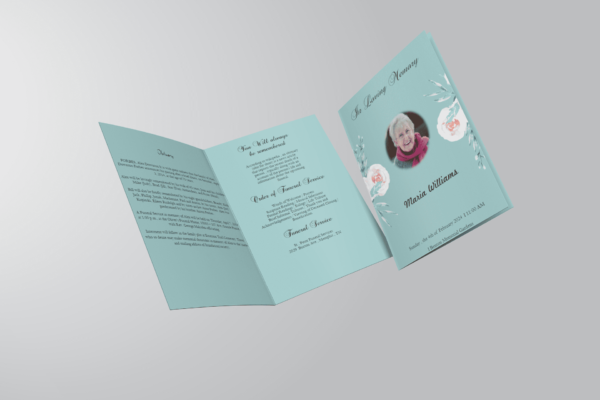 Blue Organic Minimal Invite Funeral Program Template