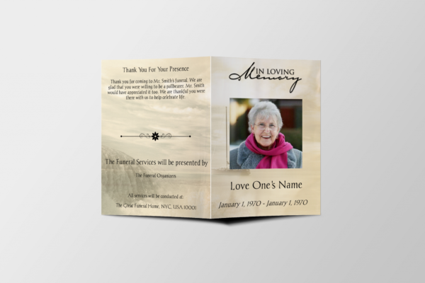 Golden Lake Funeral program Template | Half Page Funeral Program