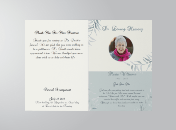 Samovar Silver Half Page Funeral Program Template