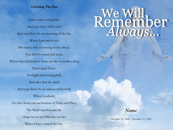 Crossing Funeral Program Word Template - Funeral Pamphlet Site