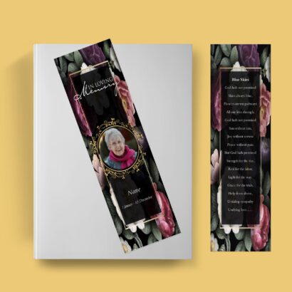 Premium Floral Funeral Bookmark Template - Funeral Pamphlet Site