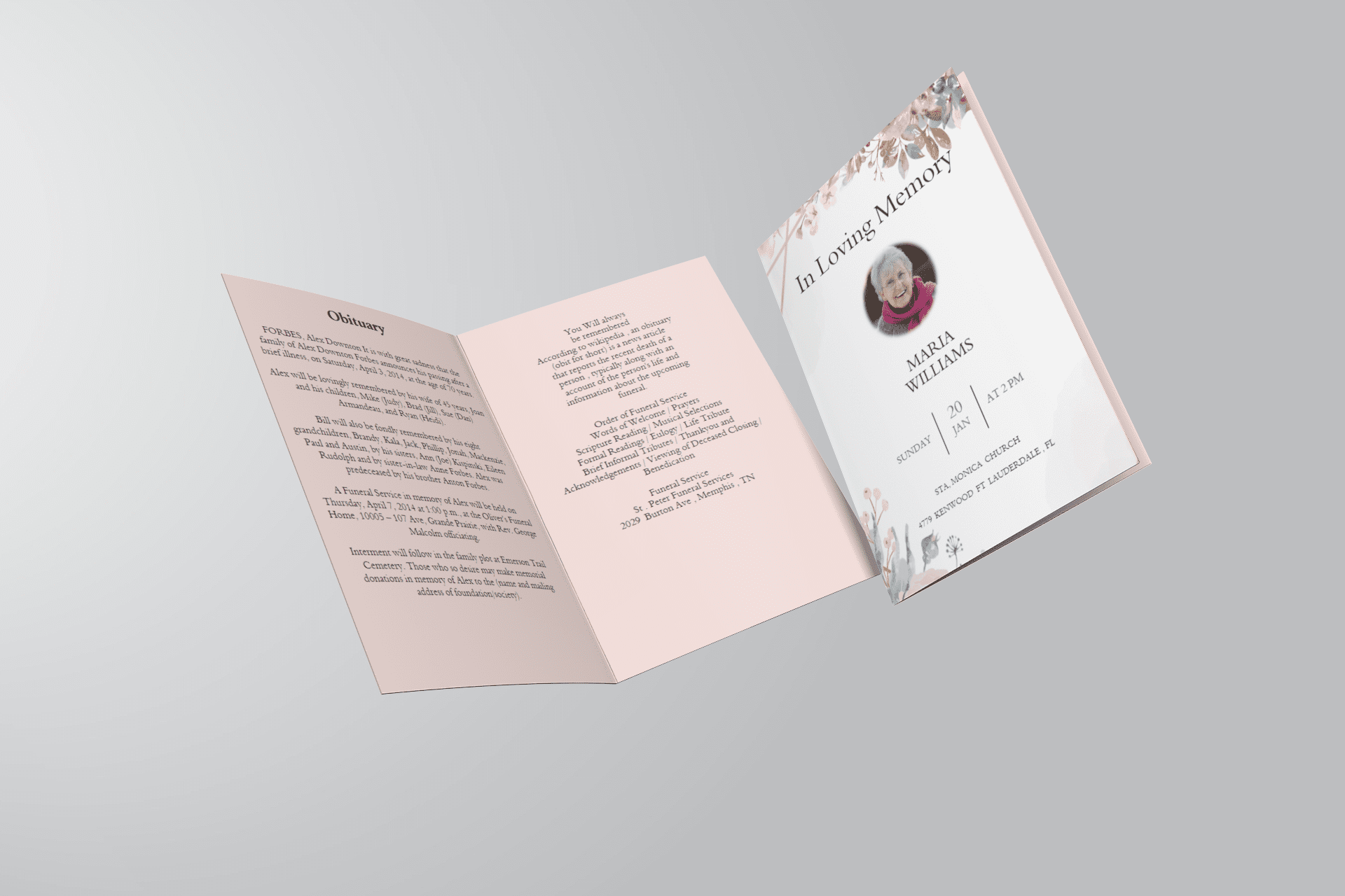 Examples of funeral programs